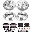 4-Wheel Set Power Stop&reg; K4129 Front and Rear Z23 Daily Carbon-Fiber Ceramic Brake Pad and Drilled & Slotted Rotor Kit