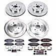 K4134 4-Wheel Set Front and Rear Z23 Daily Carbon-Fiber Ceramic Brake Pad and Drilled & Slotted Rotor Kit, With 316mm Front Rotor And 315mm Rear Rotor