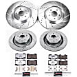 2015 Nissan 370Z - Front and Rear Brake Disc and Pad Kit, Silver zinc-plated, Cross-drilled and Slotted, 5 Lugs, 350 mm, Carbon Fiber Ceramic, 4 Piston Front Caliper, 3.7L 6Cyl, Z26 Street Warrior Carbon-Fiber Ceramic Series