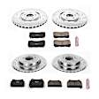 4-Wheel Set Power Stop&reg; K4145 Front and Rear Z23 Daily Carbon-Fiber Ceramic Brake Pad and Drilled & Slotted Rotor Kit
