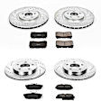 4-Wheel Set Power Stop&reg; K4148 Front and Rear Z23 Daily Carbon-Fiber Ceramic Brake Pad and Drilled & Slotted Rotor Kit