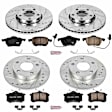 4-Wheel Set Power Stop&reg; K4196 Front and Rear Z23 Daily Carbon-Fiber Ceramic Brake Pad and Drilled & Slotted Rotor Kit