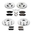 4-Wheel Set Power Stop&reg; K4313 Front and Rear Z23 Daily Carbon-Fiber Ceramic Brake Pad and Drilled & Slotted Rotor Kit