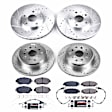 4-Wheel Set Power Stop&reg; K4335 Front and Rear Z23 Daily Carbon-Fiber Ceramic Brake Pad and Drilled & Slotted Rotor Kit
