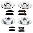 4-Wheel Set Power Stop&reg; K4377 Front and Rear Z23 Daily Carbon-Fiber Ceramic Brake Pad and Drilled & Slotted Rotor Kit