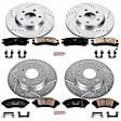 4-Wheel Set Power Stop&reg; K4379 Front and Rear Z23 Daily Carbon-Fiber Ceramic Brake Pad and Drilled & Slotted Rotor Kit