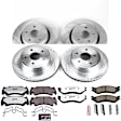 4-Wheel Set Power Stop&reg; K4386-36 Front and Rear Z36 Truck Carbon-Fiber Ceramic Brake Pad and Drilled & Slotted Rotor Kit