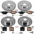 4-Wheel Set Power Stop&reg; K4420 Front and Rear Z23 Daily Carbon-Fiber Ceramic Brake Pad and Drilled & Slotted Rotor Kit