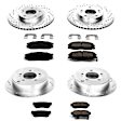 4-Wheel Set Power Stop&reg; K4446 Front and Rear Z23 Daily Carbon-Fiber Ceramic Brake Pad and Drilled & Slotted Rotor Kit
