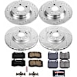 4-Wheel Set Power Stop&reg; K4463 Front and Rear Z23 Daily Carbon-Fiber Ceramic Brake Pad and Drilled & Slotted Rotor Kit