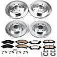 4-Wheel Set Power Stop&reg; K4466-36 Front and Rear Z36 Truck Carbon-Fiber Ceramic Brake Pad and Drilled & Slotted Rotor Kit