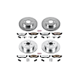 4-Wheel Set Power Stop&reg; K4471-36 Front and Rear Z36 Truck Carbon-Fiber Ceramic Brake Pad and Drilled & Slotted Rotor Kit