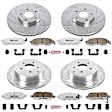 4-Wheel Set Power Stop&reg; K4476-26 Front and Rear Z26 Muscle Carbon-Fiber Ceramic Brake Pad and Drilled & Slotted Rotor Kit