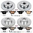 4-Wheel Set Power Stop&reg; K4479 Front and Rear Z23 Daily Carbon-Fiber Ceramic Brake Pad and Drilled & Slotted Rotor Kit