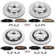 4-Wheel Set Power Stop&reg; K4485 Front and Rear Z23 Daily Carbon-Fiber Ceramic Brake Pad and Drilled & Slotted Rotor Kit