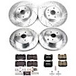 4-Wheel Set Power Stop&reg; K4490 Front and Rear Z23 Daily Carbon-Fiber Ceramic Brake Pad and Drilled & Slotted Rotor Kit