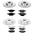 4-Wheel Set Power Stop&reg; K4492 Front and Rear Z23 Daily Carbon-Fiber Ceramic Brake Pad and Drilled & Slotted Rotor Kit