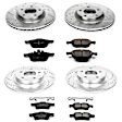 4-Wheel Set Power Stop&reg; K4494 Front and Rear Z23 Daily Carbon-Fiber Ceramic Brake Pad and Drilled & Slotted Rotor Kit