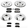 4-Wheel Set Power Stop&reg; K4530 Front and Rear Z23 Daily Carbon-Fiber Ceramic Brake Pad and Drilled & Slotted Rotor Kit