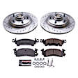 K4535 Front Brake Disc and Pad Kit, Silver zinc-plated, Cross-drilled and Slotted, 5 Lugs, 302 mm, Carbon Fiber Ceramic, Z23 Evolution Sport Series