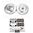 K4551-26 Front Brake Disc and Pad Kit, Silver zinc-plated, Cross-drilled and Slotted, 5 Lugs, 350 mm, Carbon Fiber Ceramic, Z26 Street Warrior Carbon-Fiber Ceramic Series