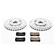 K4551 Front Brake Disc and Pad Kit, Silver zinc-plated, Cross-drilled and Slotted, 5 Lugs, 350 mm, Carbon Fiber Ceramic, Z23 Evolution Sport Series