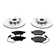K4570 Front Brake Disc and Pad Kit, Silver zinc-plated, Cross-drilled and Slotted, 5 Lugs, 360 mm, Carbon Fiber Ceramic, Z23 Evolution Sport Series