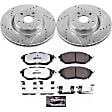K4603-26 Front Brake Disc and Pad Kit, Silver zinc-plated, Cross-drilled and Slotted, 5 Lugs, 315 mm, Carbon Fiber Ceramic, Z26 Street Warrior Carbon-Fiber Ceramic Series
