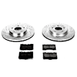 K4606 Front Brake Disc and Pad Kit, Silver zinc-plated, Cross-drilled and Slotted, 5 Lugs, 319 mm, Carbon Fiber Ceramic, Z23 Evolution Sport Series