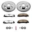 K4654-26 Front Brake Disc and Pad Kit, Silver zinc-plated, Cross-drilled and Slotted, 5 Lugs, 323 mm, Carbon Fiber Ceramic, Z26 Street Warrior Carbon-Fiber Ceramic Series