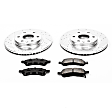 K4657 Front Brake Disc and Pad Kit, Silver zinc-plated, Cross-drilled and Slotted, 6 Lugs, 325 mm, Carbon Fiber Ceramic, Z23 Evolution Sport Series