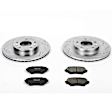 K4659 Front Brake Disc and Pad Kit, Silver zinc-plated, Cross-drilled and Slotted, 5 Lugs, 290 mm, Carbon Fiber Ceramic, Z23 Evolution Sport Series