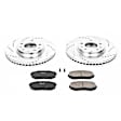 K4676 Front Brake Disc and Pad Kit, Silver zinc-plated, Cross-drilled and Slotted, 5 Lugs, 295.6 mm, Carbon Fiber Ceramic, Z23 Evolution Sport Series