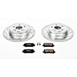 K4685 Rear Brake Disc and Pad Kit, Silver zinc-plated, Cross-drilled and Slotted, 5 Lugs, 334 mm, Carbon Fiber Ceramic, Z23 Evolution Sport Series