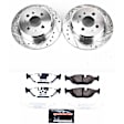 K4804-26 Rear Brake Disc and Pad Kit, Silver zinc-plated, Cross-drilled and Slotted, 4 Lugs, 258 mm, Carbon Fiber Ceramic, Z26 Street Warrior Carbon-Fiber Ceramic Series