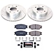 K4909 Front Brake Disc and Pad Kit, Silver zinc-plated, Cross-drilled and Slotted, 4 Lugs, 241 mm, Carbon Fiber Ceramic, Z23 Evolution Sport Series