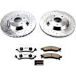 K4913-26 Front Brake Disc and Pad Kit, Silver zinc-plated, Cross-drilled and Slotted, 5 Lugs, 330 mm, Carbon Fiber Ceramic, Z26 Street Warrior Carbon-Fiber Ceramic Series