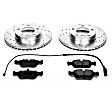 K496 Front Brake Disc and Pad Kit, Silver zinc-plated, Cross-drilled and Slotted, 5 Lugs, 286 mm, Carbon Fiber Ceramic, Z23 Evolution Sport Series