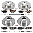 2002 BMW Z3 - Front and Rear Brake Disc and Pad Kit, Silver zinc-plated, Cross-drilled and Slotted, 5 Lugs, 272 mm, Carbon Fiber Ceramic, 2.5L 6Cyl, Z23 Evolution Sport Series