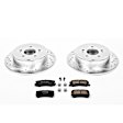 K5260 Rear Brake Disc and Pad Kit, Silver zinc-plated, Cross-drilled and Slotted, 5 Lugs, 302 mm, Carbon Fiber Ceramic, Z23 Evolution Sport Series