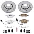 K528-26 Front Brake Disc and Pad Kit, Silver zinc-plated, Cross-drilled and Slotted, 5 Lugs, 288 mm, Carbon Fiber Ceramic, Z26 Street Warrior Carbon-Fiber Ceramic Series
