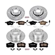 4-Wheel Set Power Stop&reg; K529 Front and Rear Z23 Daily Carbon-Fiber Ceramic Brake Pad and Drilled & Slotted Rotor Kit