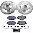 K5325 Front Brake Disc and Pad Kit, Silver zinc-plated, Cross-drilled and Slotted, 5 Lugs, 295 mm, Carbon Fiber Ceramic, Z23 Evolution Sport Series