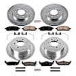 4-Wheel Set Power Stop&reg; K5335 Front and Rear Z23 Daily Carbon-Fiber Ceramic Brake Pad and Drilled & Slotted Rotor Kit