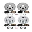 4-Wheel Set Power Stop&reg; K5376 Front and Rear Z23 Daily Carbon-Fiber Ceramic Brake Pad and Drilled & Slotted Rotor Kit