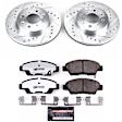 K5382-26 Front Brake Disc and Pad Kit, Silver zinc-plated, Cross-drilled and Slotted, 4 Lugs, 262 mm, Carbon Fiber Ceramic, Z26 Street Warrior Carbon-Fiber Ceramic Series
