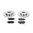 K5382 Front Brake Disc and Pad Kit, Silver zinc-plated, Cross-drilled and Slotted, 4 Lugs, 262 mm, Carbon Fiber Ceramic, Z23 Evolution Sport Series