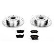 K5399 Rear Brake Disc and Pad Kit, Silver zinc-plated, Cross-drilled and Slotted, 5 Lugs, 282 mm, Carbon Fiber Ceramic, Z23 Evolution Sport Series