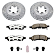 K5405-26 Front Brake Disc and Pad Kit, Silver zinc-plated, Cross-drilled and Slotted, 6 Lugs, 298 mm, Carbon Fiber Ceramic, Z26 Street Warrior Carbon-Fiber Ceramic Series