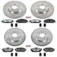4-Wheel Set Power Stop&reg; K5450-26 Front and Rear Z26 Muscle Carbon-Fiber Ceramic Brake Pad and Drilled & Slotted Rotor Kit